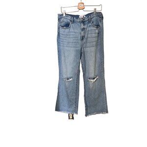 FashionNova Distressed High-Waist Wide-Leg Jeans Size 15 Baggy  light wash